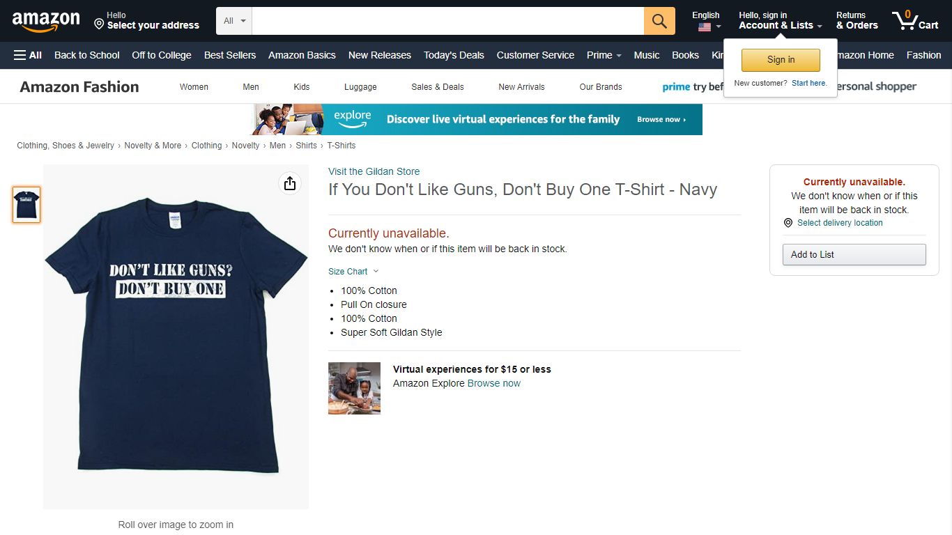 If You Don't Like Guns, Don't Buy One T-Shirt - Navy