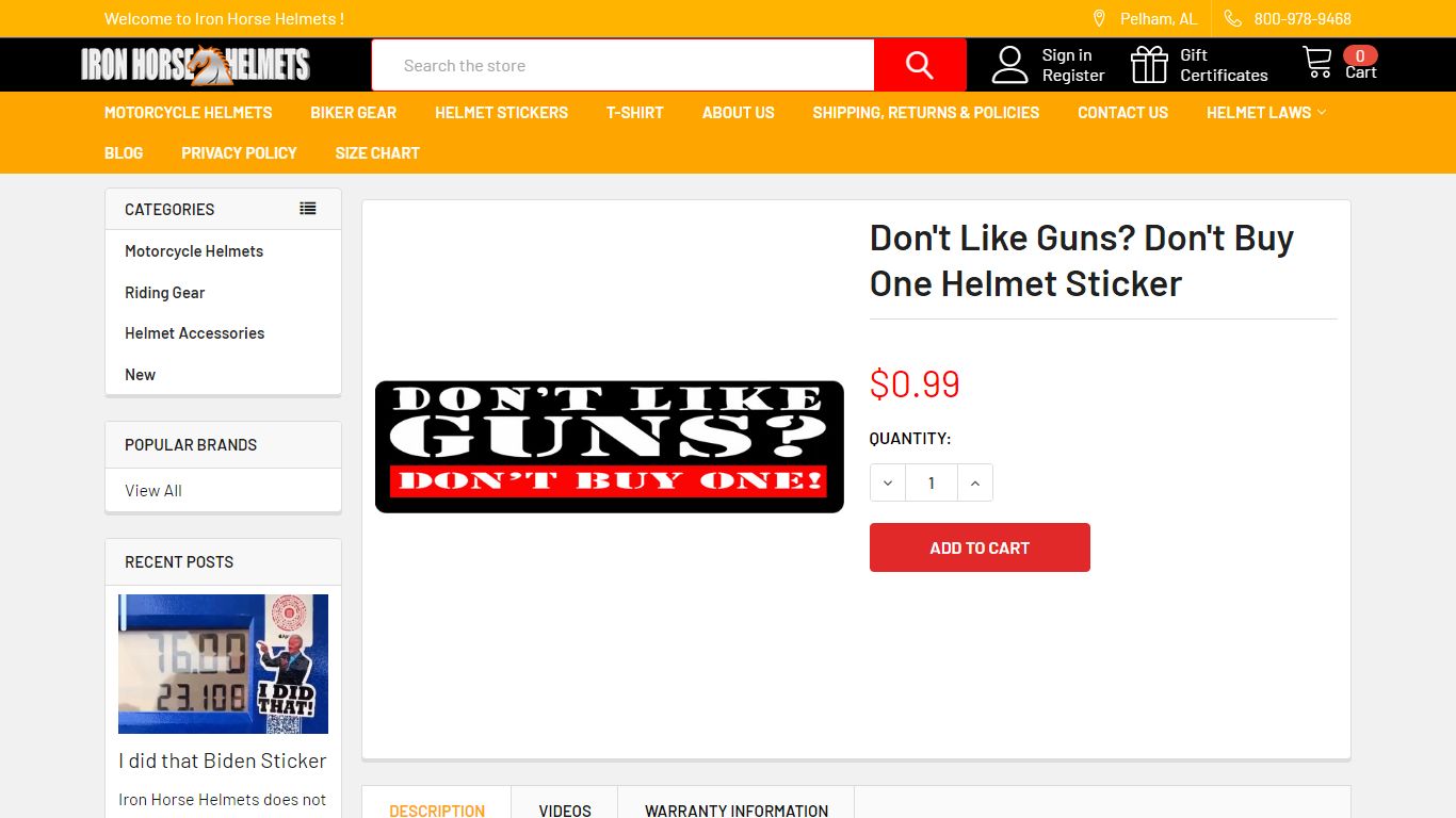 Don't Like Guns? Don't Buy One Helmet Sticker - Iron Horse Helmets